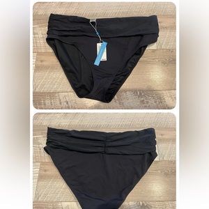 NWT Bleu Rod Beattie Blue Ruched High Waisted Bikini Bottom Black Plus Size 18W